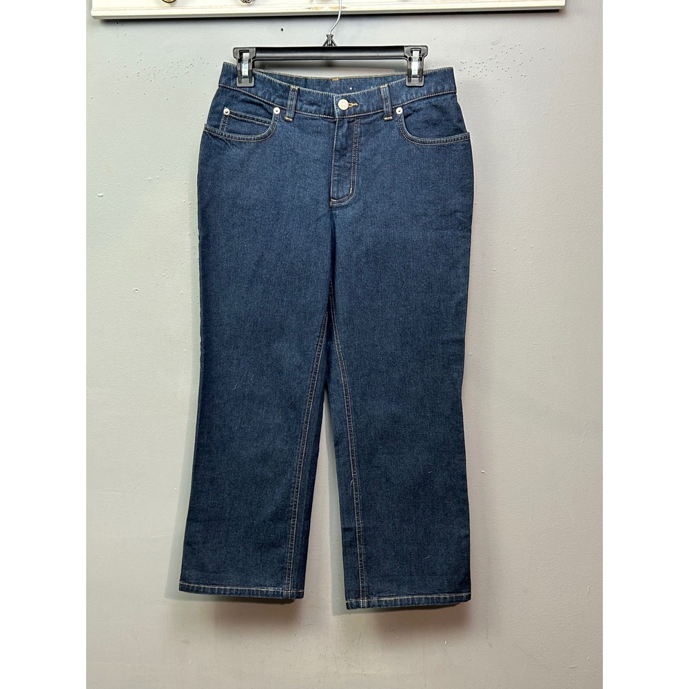 Lands‎ End Dark Wash Denim Straight Leg Jeans Womens 4 Cropped